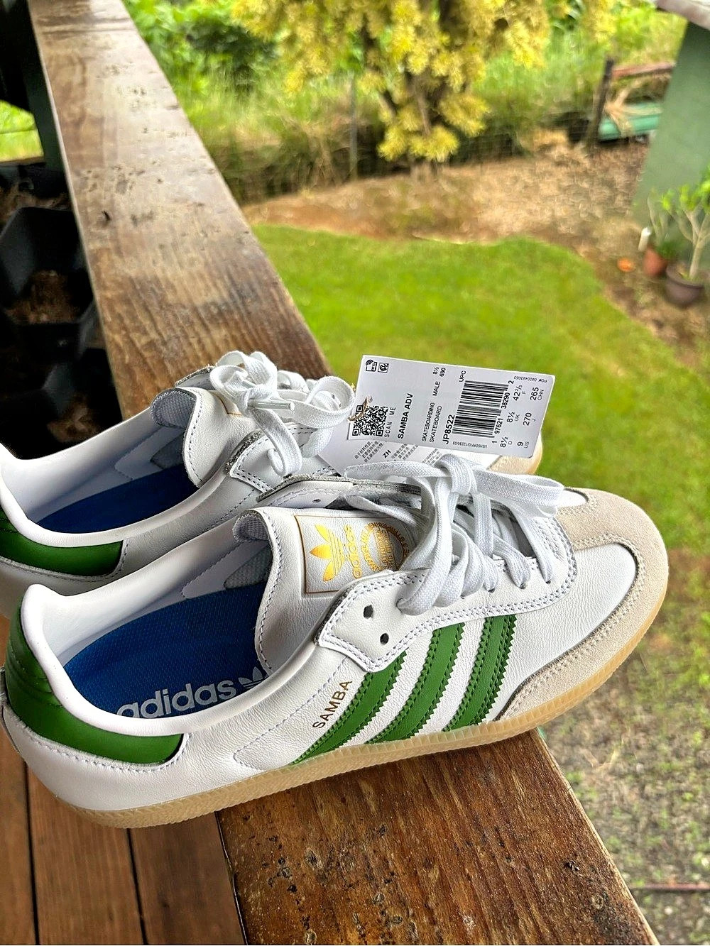adidas Samba OG Sneakers in White & Green MENS 90US 9 NWT